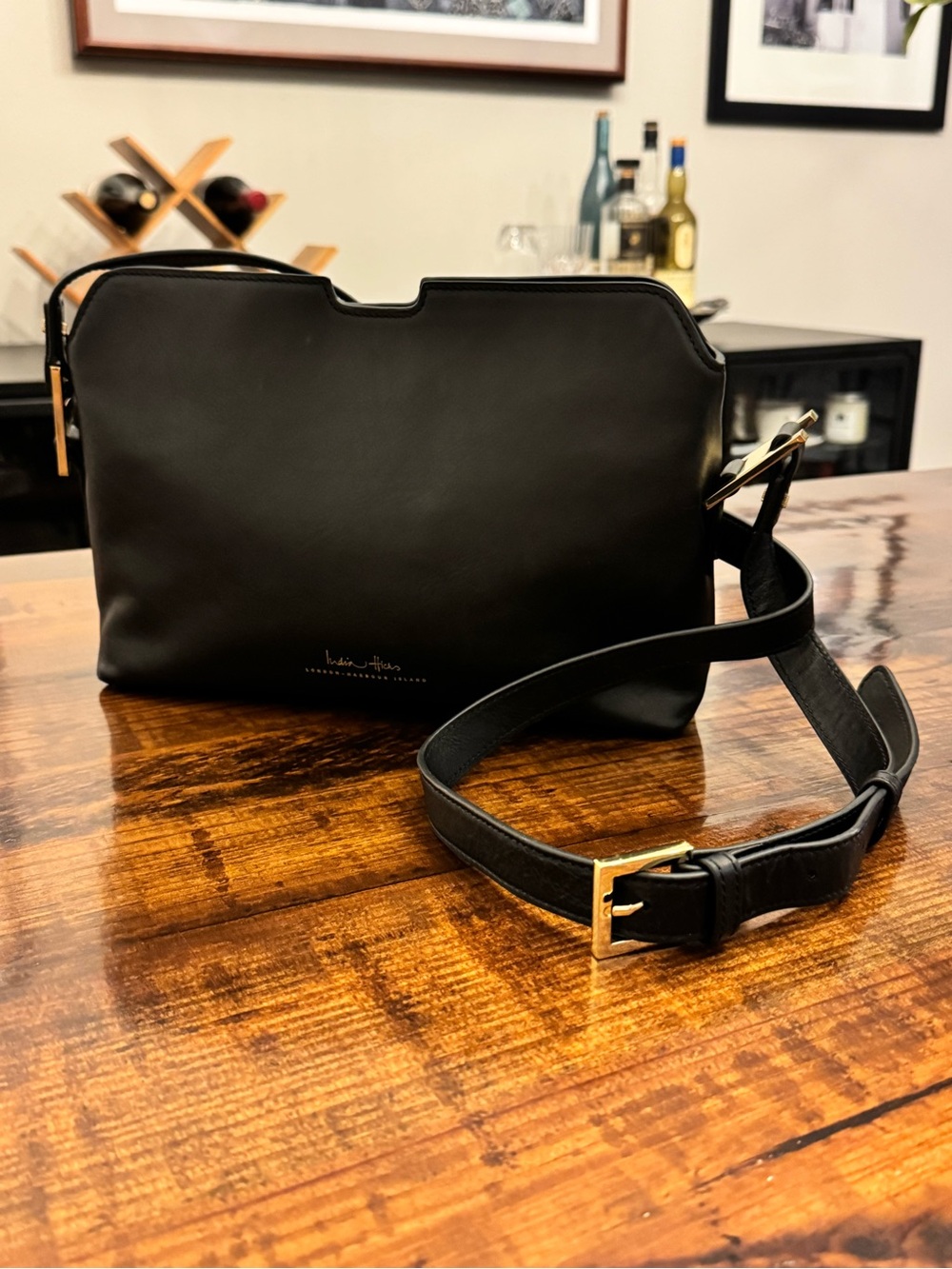 India Hicks London Harbour Island Leather Shoulder/Crossbody Bag – Black